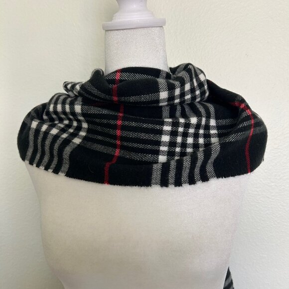 Kennedy Scotland 100% Cashmere Scarf Black Red Plaid Tartan Fringe Unisex Soft - Picture 5 of 6